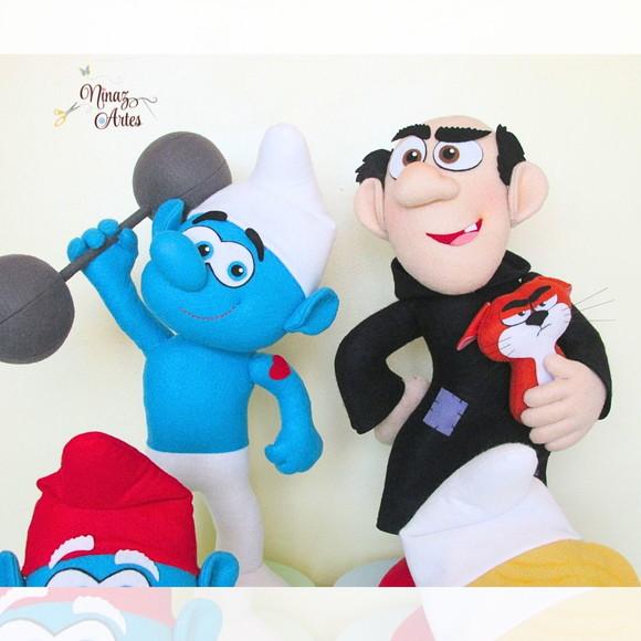 Kit com 4 Bonecos Decorativos -Tema Os Smurfs
