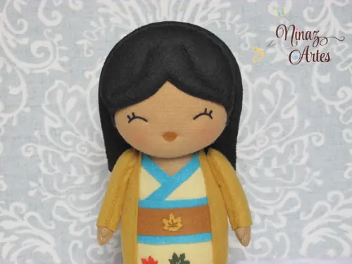 Boneca Pocahontas Kokeshi - Princesas - Oriental