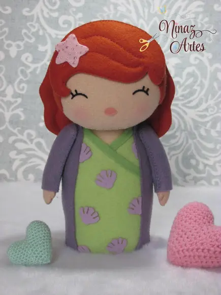 Boneca Ariel Kokeshi - Princesas - Tema Oriental