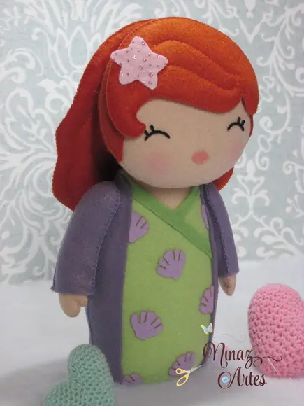 Boneca Ariel Kokeshi - Princesas - Tema Oriental