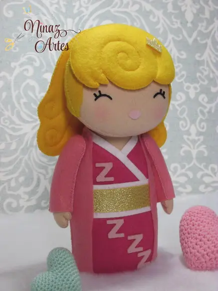 Boneca Aurora Kokeshi - Princesas - Tema Oriental