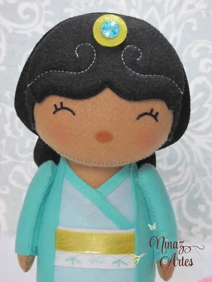 Boneca Jasmine Kokeshi - Princesas - Tema Oriental