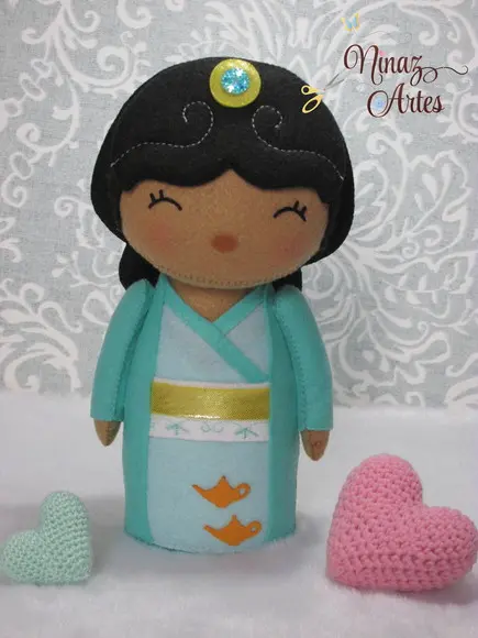 Boneca Jasmine Kokeshi - Princesas - Tema Oriental