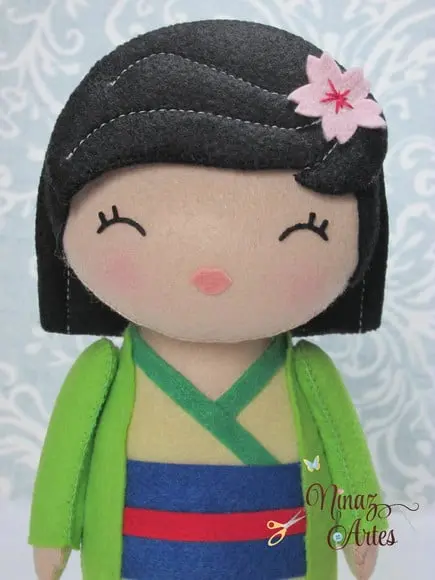 Boneca Mulan Kokeshi - Princesas - Tema Oriental