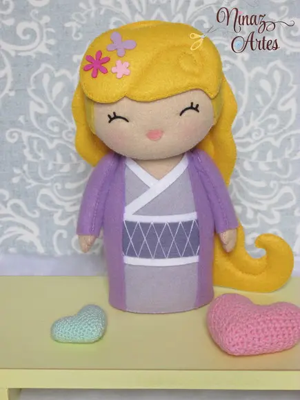Boneca Rapunzel Kokeshi - Princesas - Tema Oriental