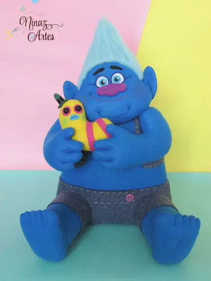 Boneco Biggie e Mrs. Dinkles - Tema Trolls
