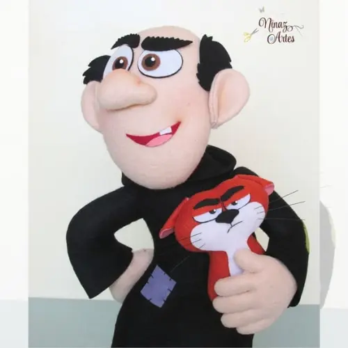 Boneco Gargamel com Gatinho Cruel -Tema Os Smurfs