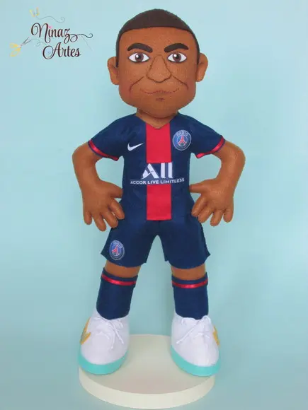 Boneco Kylian Mbappé - Jogador de Futebol