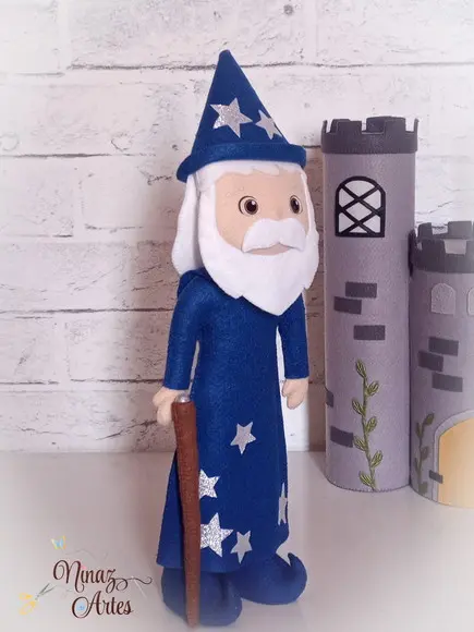Boneco Merlin - Tema Rei Arthur - Era Medieval