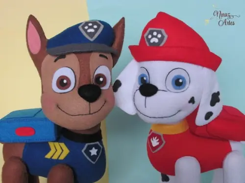 Bonecos Chase e Marshall - Tema Patrulha Canina