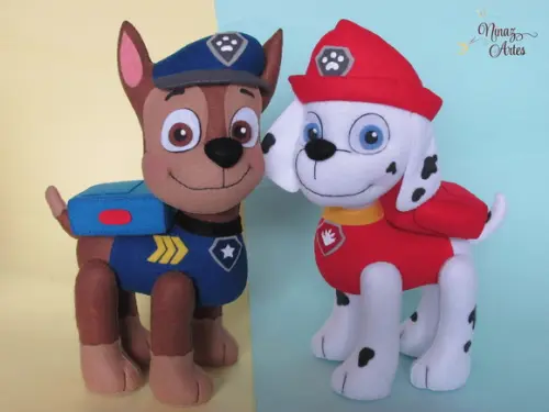 Bonecos Chase e Marshall - Tema Patrulha Canina
