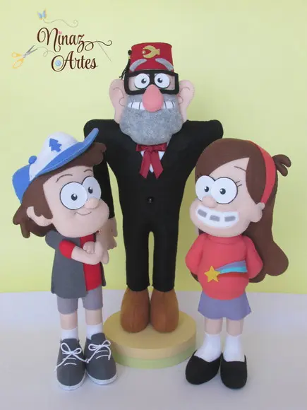 Bonecos Tio Stan, Mabel e Dipper - Tema Gravity Falls