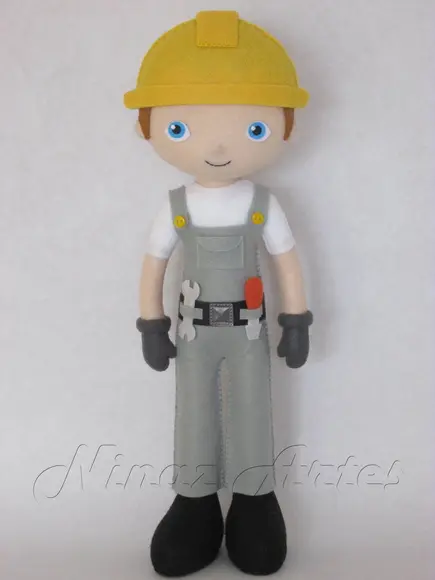 Construtor - Profissões - Boneco em Feltro