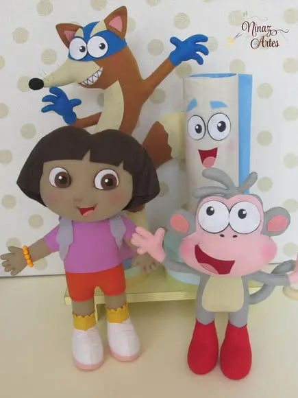 Dora, Raposo, Botas e Mapa - Tema Dora Aventureira