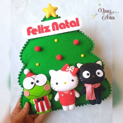 Enfeite de Porta Hello Kitty - Decoração de Natal