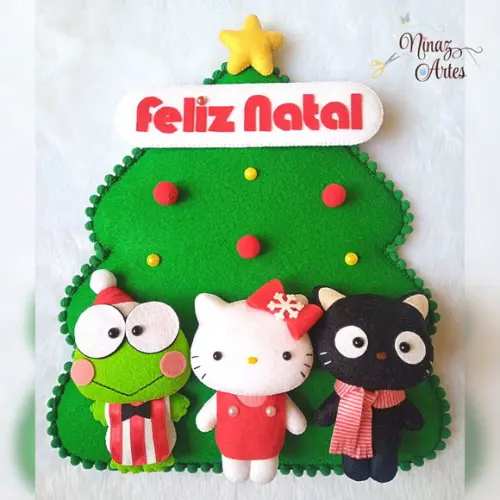 Enfeite de Porta Hello Kitty - Decoração de Natal