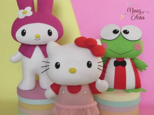 Hello, My Melody e Keroppi - Bonecos Decorativos