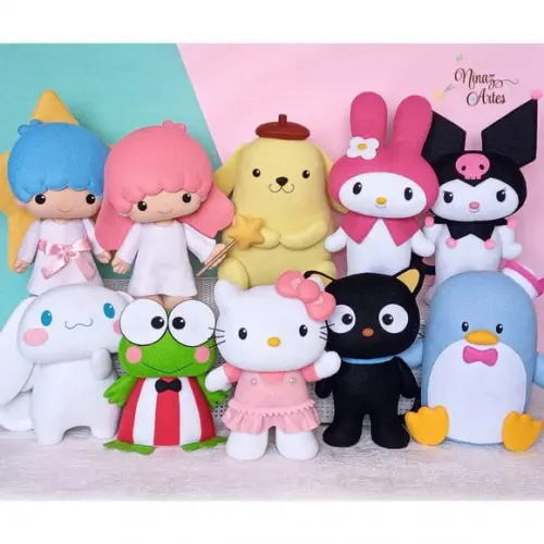 Kit com 10 Bonecos - Tema Hello Kitty