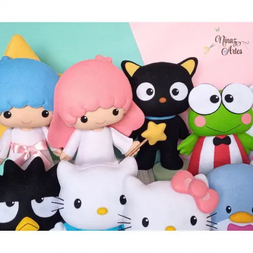 Kit com 12 Bonecos - Tema Hello Kitty