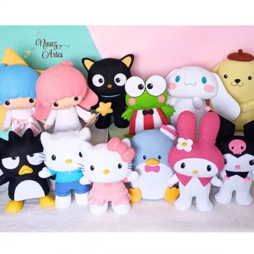 Kit com 12 Bonecos - Tema Hello Kitty