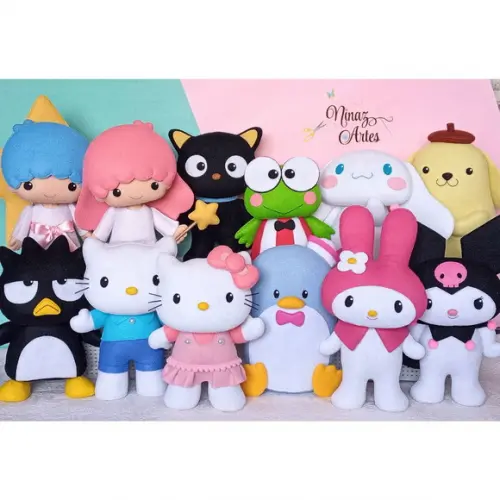 Kit com 12 Bonecos - Tema Hello Kitty