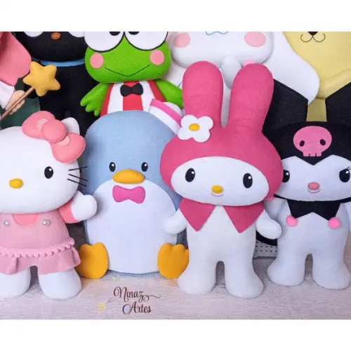 Kit com 12 Bonecos - Tema Hello Kitty
