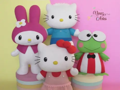 Kit com 4 Bonecos - Tema Hello Kitty