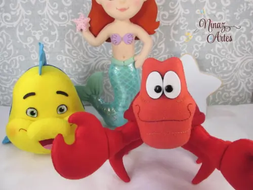 Kit com 3 Personagens - Tema Princesa Sereia - Fundo do Mar