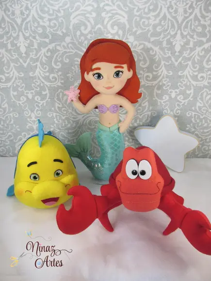Kit com 3 Personagens - Tema Princesa Sereia - Fundo do Mar