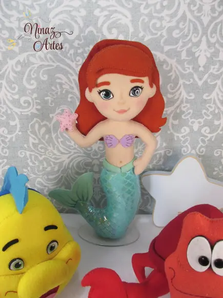 Kit com 3 Personagens - Tema Princesa Sereia - Fundo do Mar