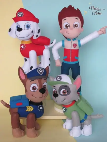 Kit com 4 Bonecos - Tema Patrulha Canina
