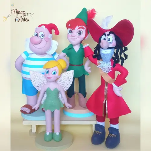 Kit com 4 Personagens - Tema Peter Pan