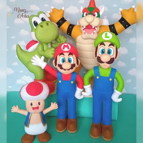 Kit com 5 Bonecos - Tema Super Mario