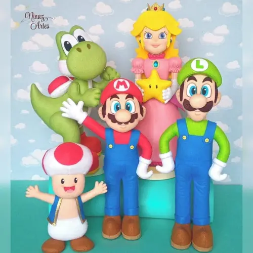 Kit com 5 Bonecos - Tema Super Mario