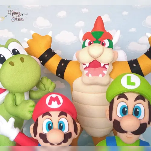 Kit com 5 Bonecos - Tema Super Mario