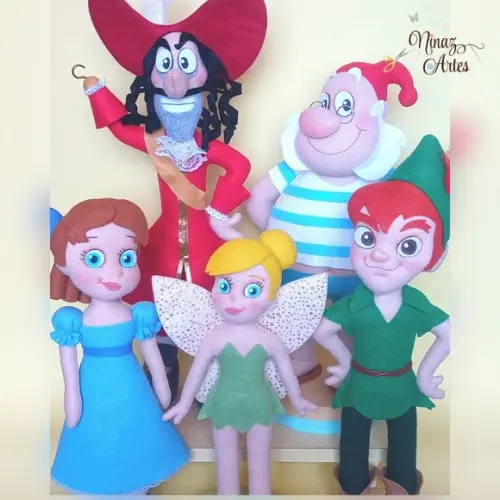 Kit com 5 Personagens - Tema Peter Pan