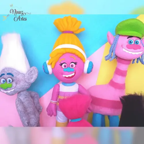 Kit com 6 Bonecos - Tema Trolls