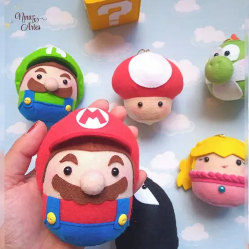 Kit com 7 Pingentes - Tema Super Mario