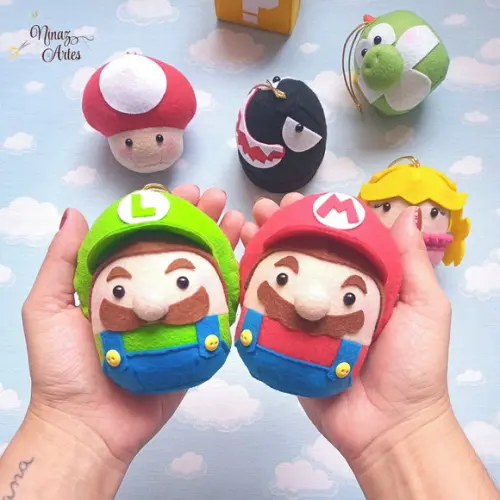 Kit com 7 Pingentes - Tema Super Mario
