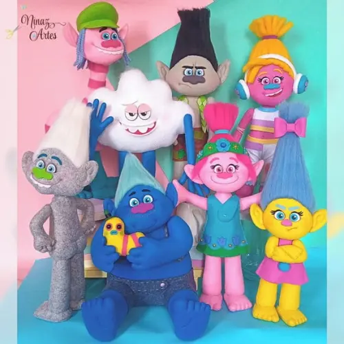 Kit com 8 Bonecos - Tema Trolls