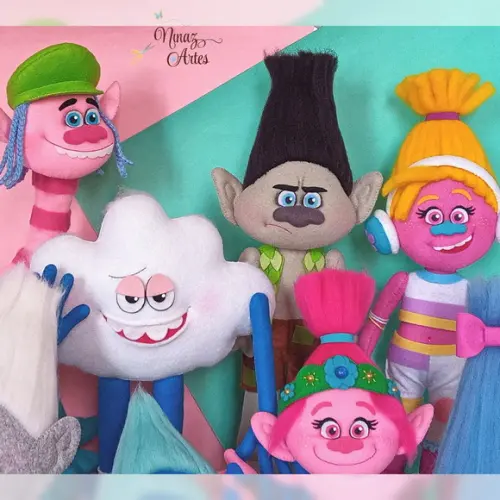 Kit com 8 Bonecos - Tema Trolls