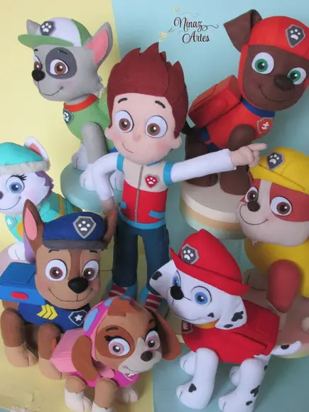 Kit com 8 Bonecos - Tema Patrulha Canina