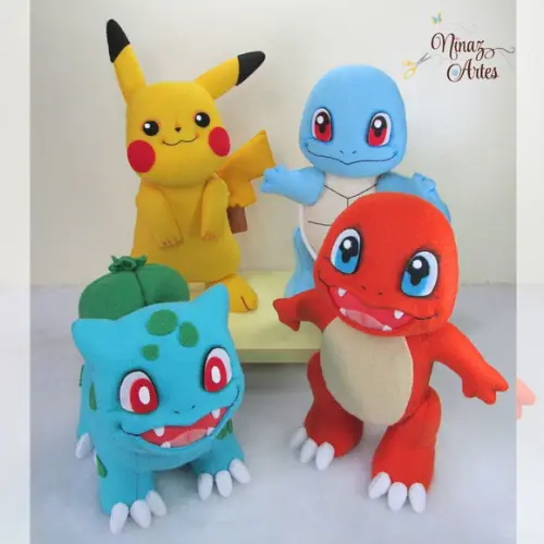 Kit Pikachu, Charmander, Squirtle e Bulbasaur - Tema Pokémon