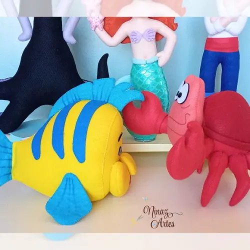 Kit Princesa Sereia com 5 Personagens - Bonecos Decorativos