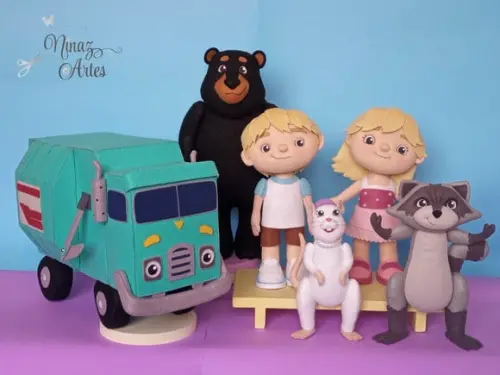 Kit com 6 Bonecos Decorativos -Tema Zé Coleta/Trash TRuck