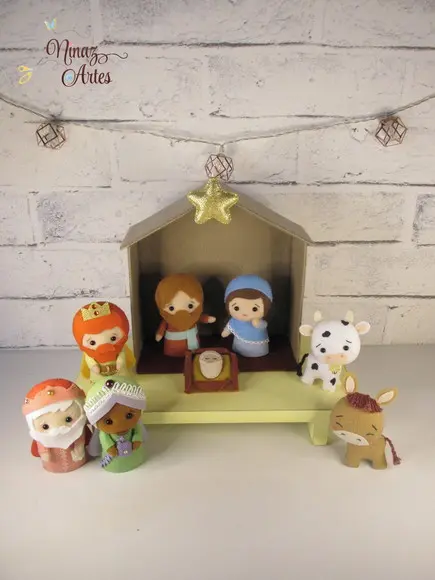 Mini Presépio - Decoração de Natal - Kit com 9 Peças