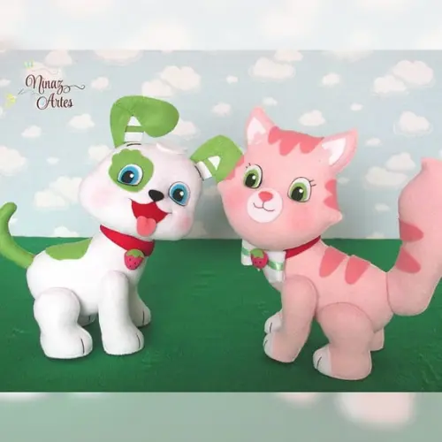 Pudim e Rocambole - Mascotes - Tema Moranguinho Baby