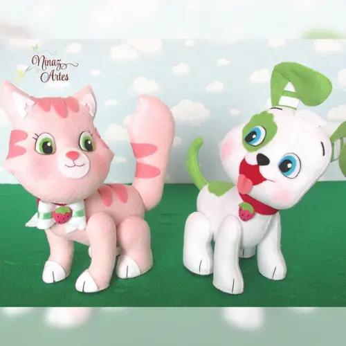 Pudim e Rocambole - Mascotes - Tema Moranguinho Baby