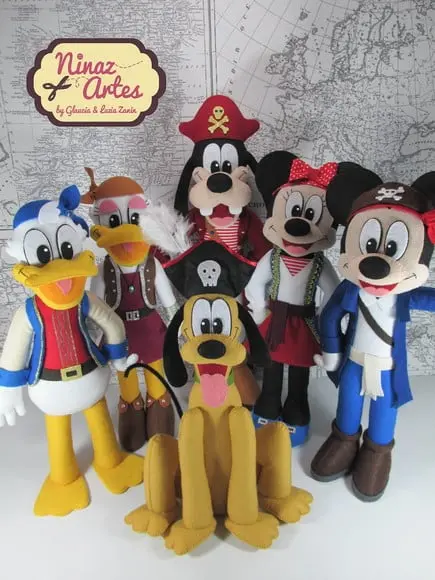 Turma Mickey Pirata - Kit com 6 Bonecos