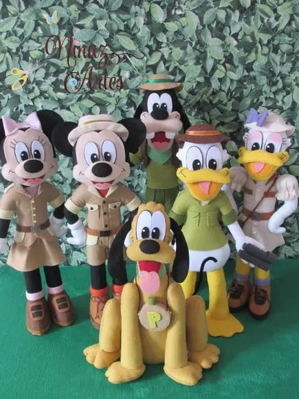 Turma Mickey Safári - Kit com 6 Bonecos Decorativos